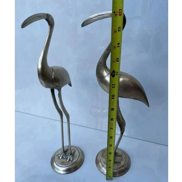 Vintage Collection Two Pair of Handmade Brass Flamingo golden Sz 16" - Picture 5 of 12